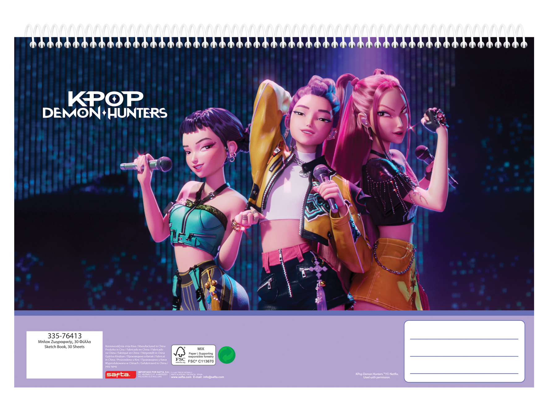K-pop Demon Hunters — Sketch Book A4 30 Folhas